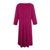 Női alkalmi divatos, kerek nyakú, háromnegyedes ujjú, egyszínű midi ruha