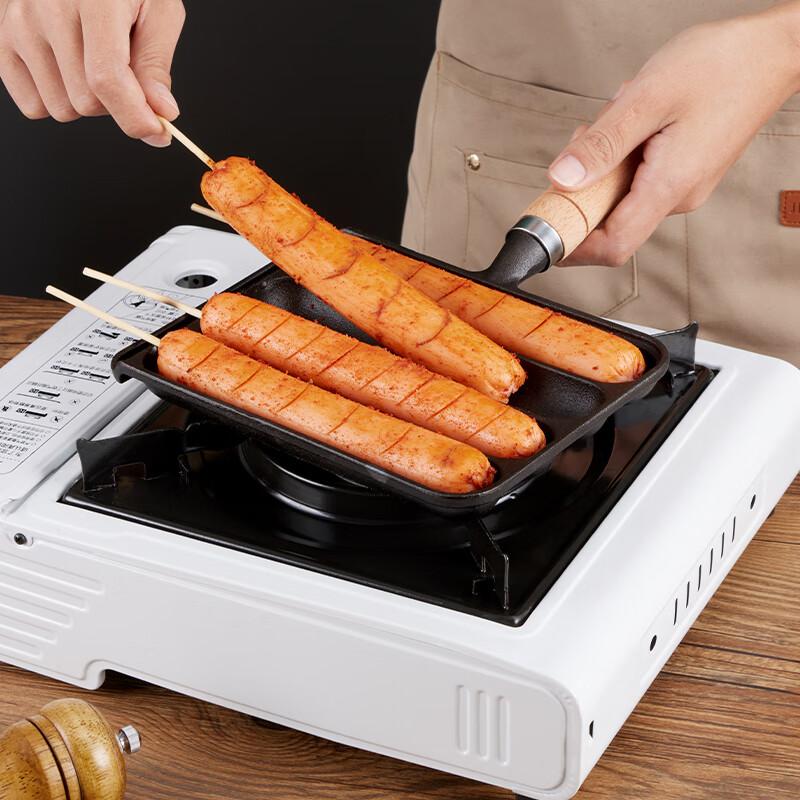 Baijie Sausage Grilling Pan, Home Use Starch Sausage Maker, for Grilling Rice Cakes, Lamb Skewers, Gluten, Sausages, Outdoor Grilling Plate