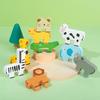 Wooden Animal Stacking Block Game Shape Matching Puzzle Balance Toy Montessori Fine Motor Training Educational Toys For Children