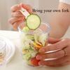 Dripable Fruit Cup with Fork Food Grade Student Portable Picnic Storage Bucket Plastic Cup Sealed Leak Proof Salad Cup 1PC