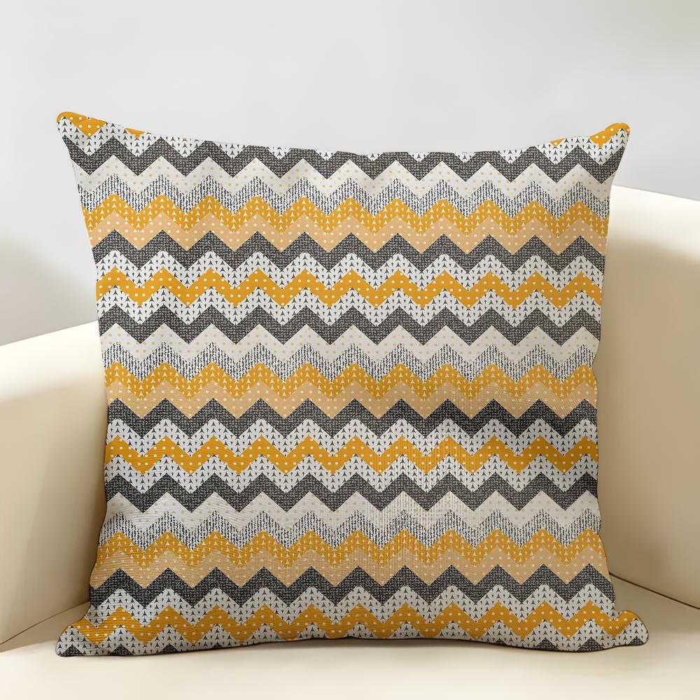 Nordic Geometric Embroidery Pattern Cushion Cover Natural Linen Organic Fabric Printing Breathable Perfect For Home Decor