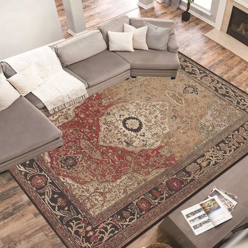 Persian Crystal Carpet Living Room Wear-Resistant And Easy-To-Take-Care Floor Mat Bedroom Dirt-Resistant Ethnic Style Decorative Mat