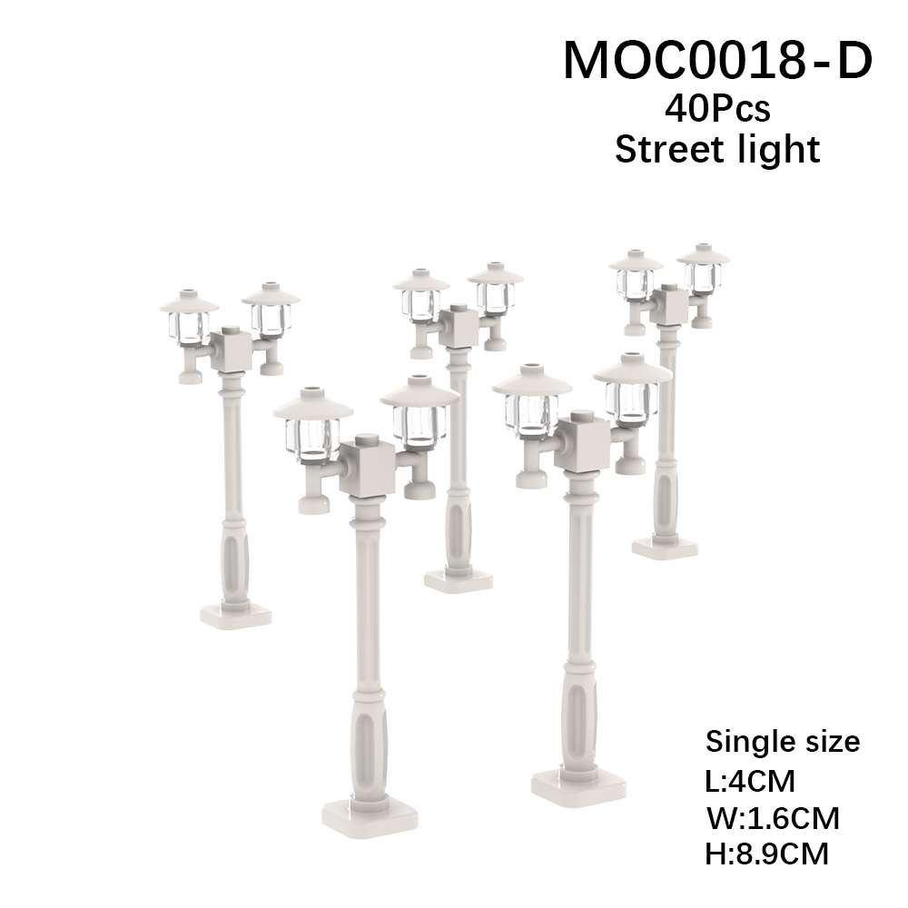 MOC DIY Accessori Parti Piastra Scena Città Blocchi da Costruzione Tronco d'Albero Recinzione Ringhiera Lampione Stradale Semaforo Base Giocattolo A037