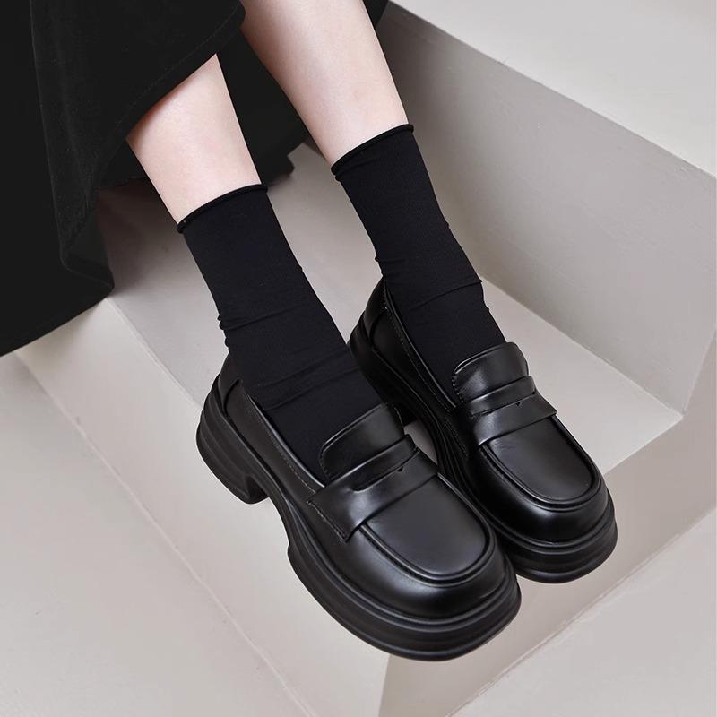 British Style Platform Small Leather Shoes Women's 2025 New Spring and Summer Versatile Black Jk Single Shoes Muffin Loafers Ins Tide