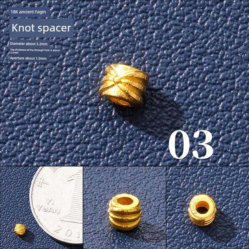 

18K Gold Accessories DIY Spacer Spacer Spacer Tube Bead Woven Carrying Strap Bracelet Necklace Handmade Jewelry Accessories [3] 18K gold knot beads about 0.134 grams