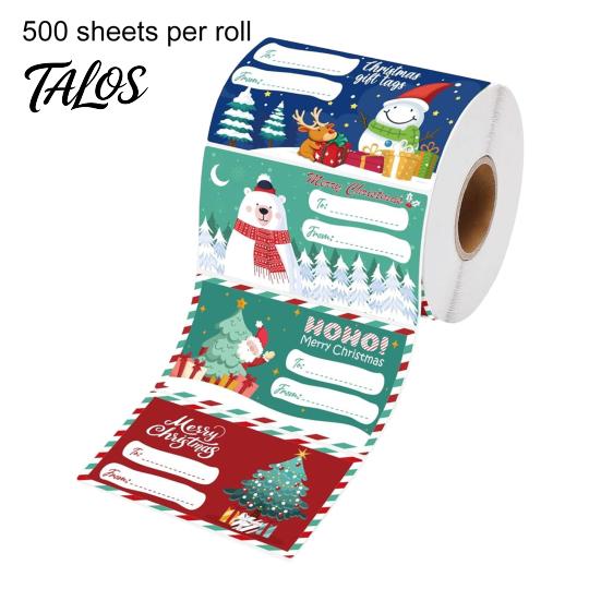 Holiday Greeting Card Embellishments Christmas Sticker Labels for Gift Wrapping, Self-Adhesive Tags with Blank Self Adhesive Stickers Writing