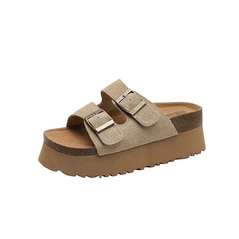 Nowe damskie buty podwyższające na grubej podeszwie i miękkie skórzane kapcie