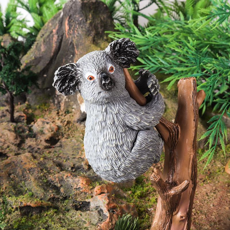 Oenux 6pcs Classic Australian Africa Wild Animals Kangaroos Koala Cassowary Hyena Warthog Model Action Figure Figurine Toy Kid