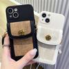 Luxury 3D Camellia Flower Leather Card Bag Crossbody Lanyard Soft Case For iPhone 16 15 14 Pro Max 13 12 11 X XS XR 7 8 Cover