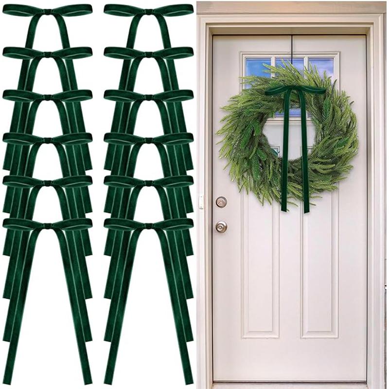 5/10Pcs 18cm Velvet Bow Christmas Tree Ornament Vintage Velvet Ribbon Bow for Home Party New Year Gift DIY Wreath Decoration