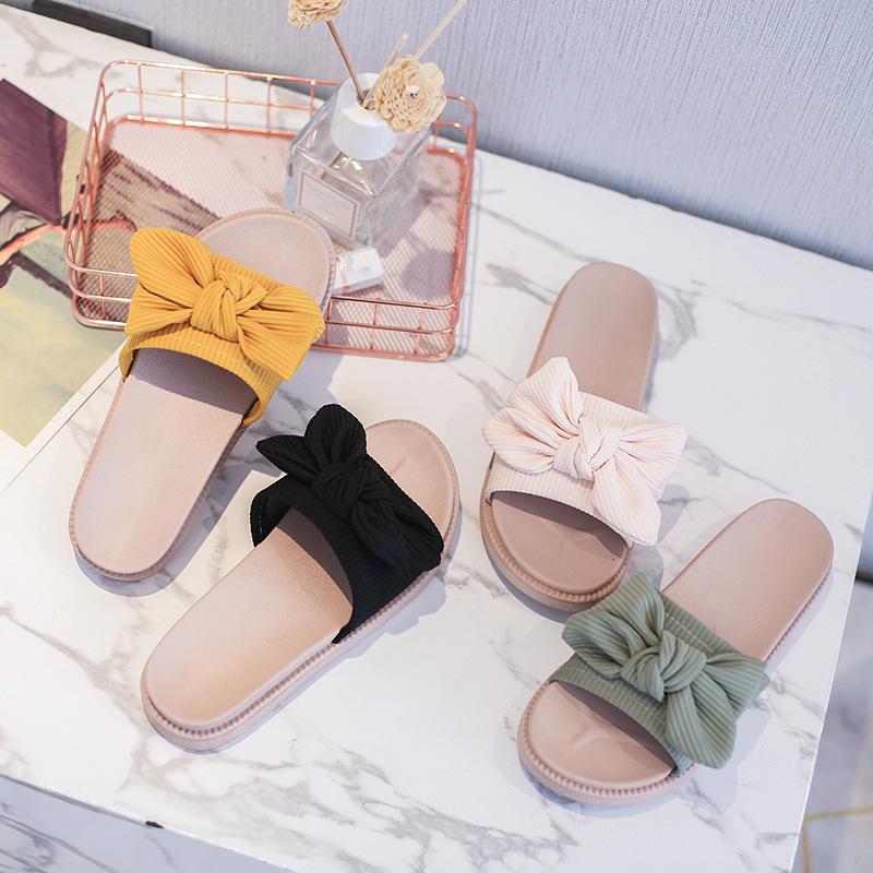 Women Summer Sandals New Flat-bottomed Beach Shoes Anti-slip Bow Increases The Thick-soled Shoes and Drags Women Breathable