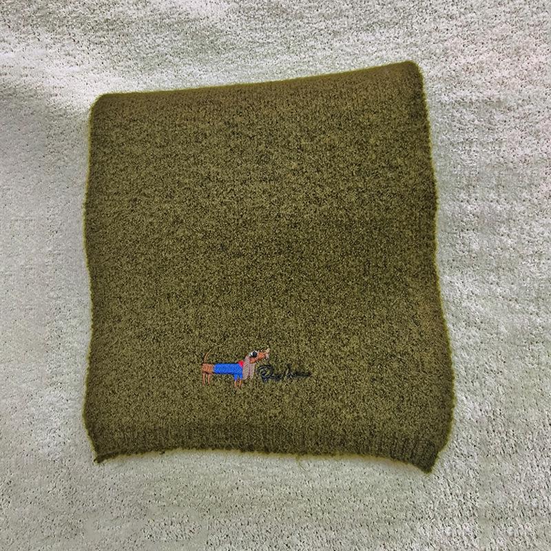 Korean Style Thickened Winter Puppy Embroidery Scarf - Warm, Versatile, Windproof Shawl for Women