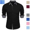 Men Plaid Color Block Long Sleeve Casual Business Fashion Daily Shirt