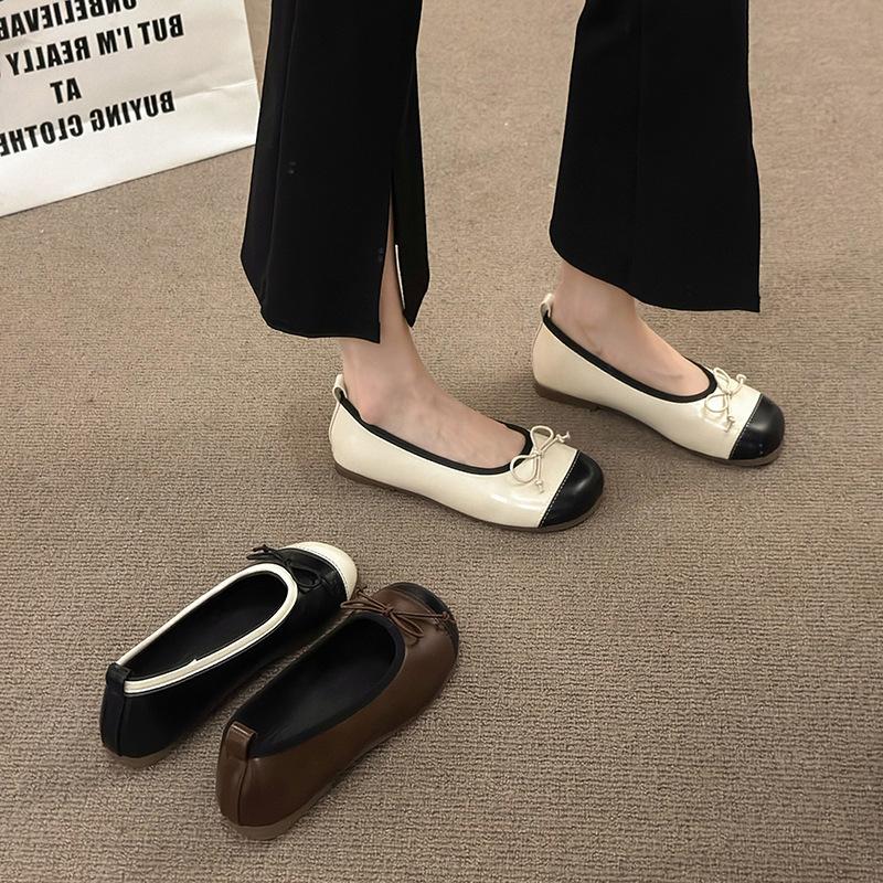 

Square head shallow mouth single shoes women s flat bottom bow soft sole soft surface shoes women s one-pedal shoes women 40 коричневий