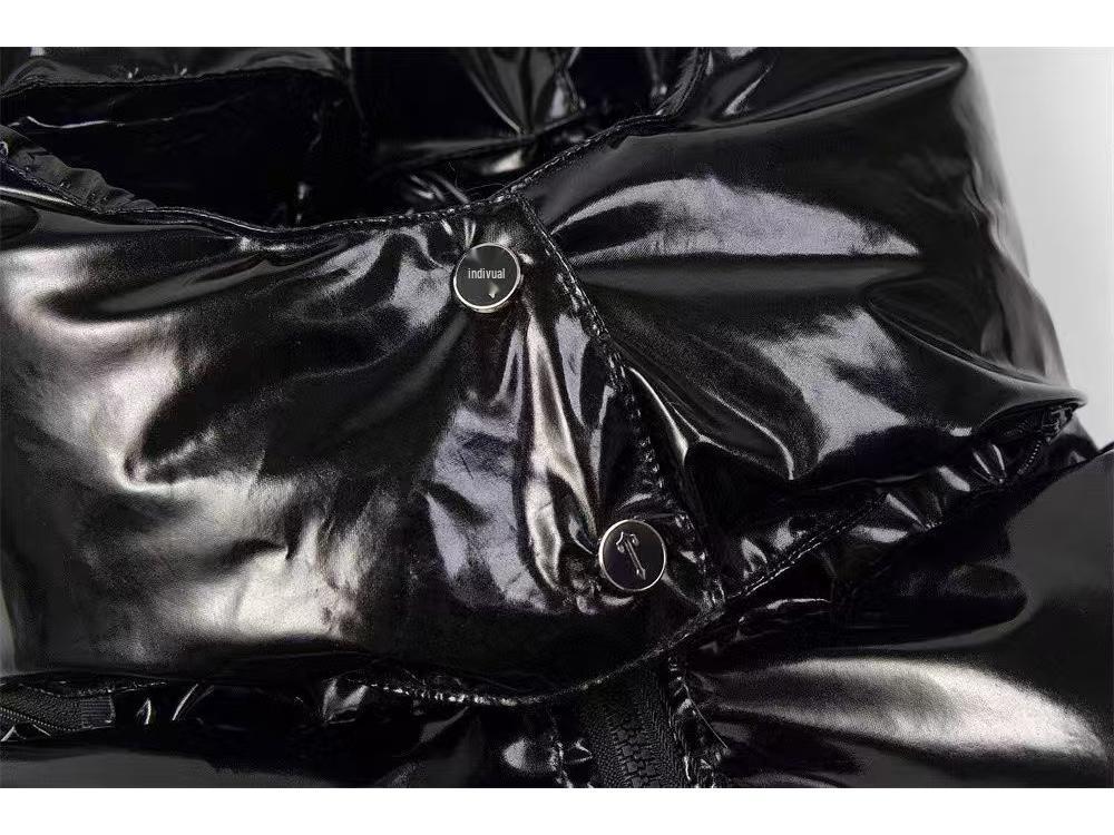 Jaqueta de Algodão Espessa Trapstar Preta Brilhante com Capuz Removível - Roupa Exterior para Casal