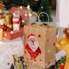 Christmas Kraft Paper Gift Bag Foil Stamped Reindeer Snowflake Tree Design Handheld Holiday Wrapping Bag for Party Gift Giving