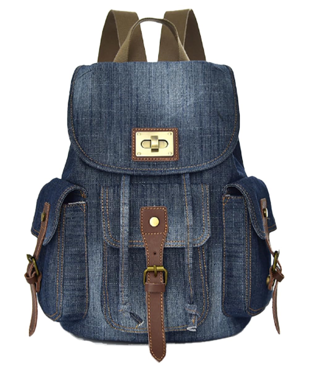 

[kochika] Denim Backpack with Multiple Pockets, Casual Backpack for Women, Denim Material