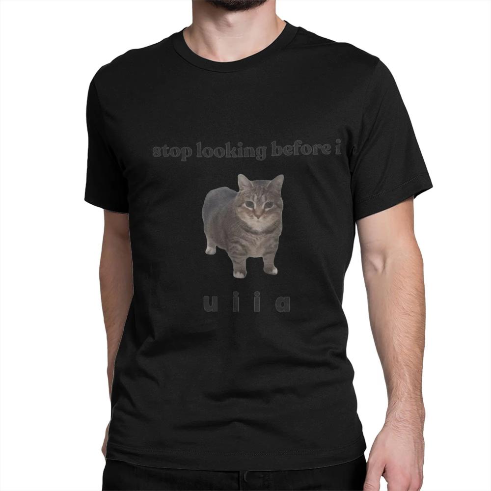 

Spinning UIIA Cat T Shirt Summer Meme Harajuku T Shirts Men s Women Cotton O Neck Oversize Clothing Short-Sleeved Y2K Funny Tops S разноцветный