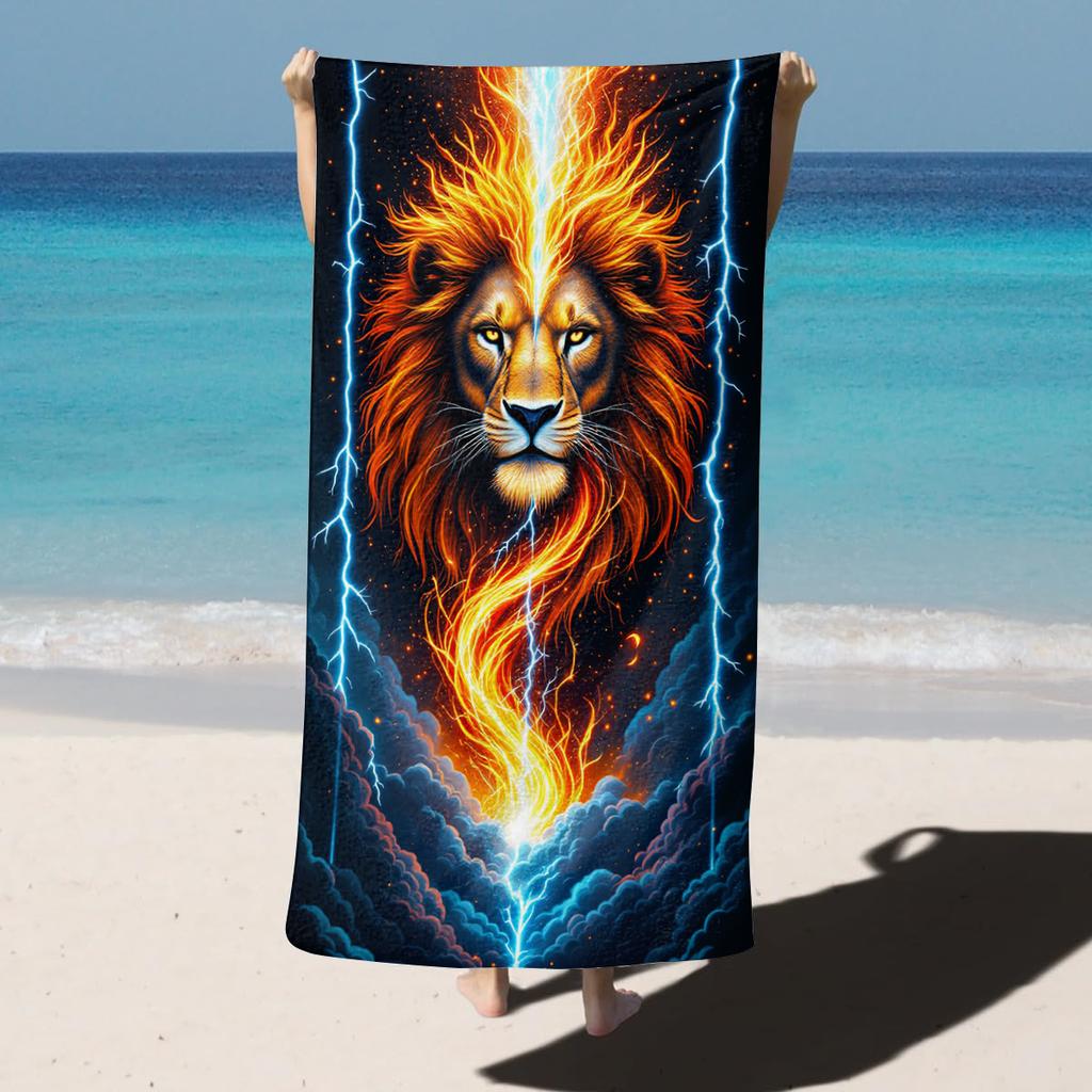1PC Flaming wolf sprit Lion Towel for family or friends Gifts Quick-Dry Beach Towel For Yoga Tourism Beach GYM Camping Swimming