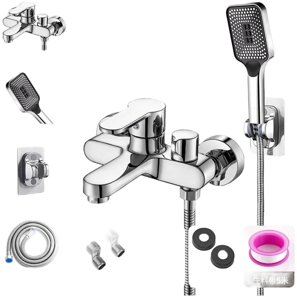 Bathroom Shower Faucet Mixer Set Designed with Brass Valve and Stainless Steel Hose for Reliable Hot and Cold Water Regulation