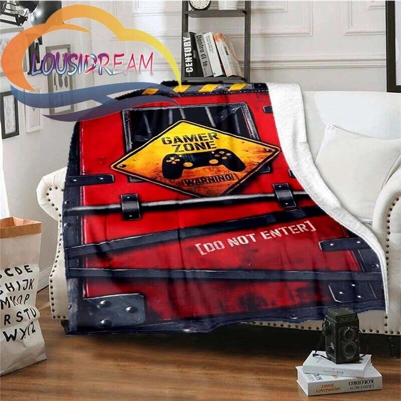 Flanel Herní rukojeť Deka Gamer Tisk Celoroční lehký plyš Útulný Super měkký Luxusní gauč Rozkládací pohovka
