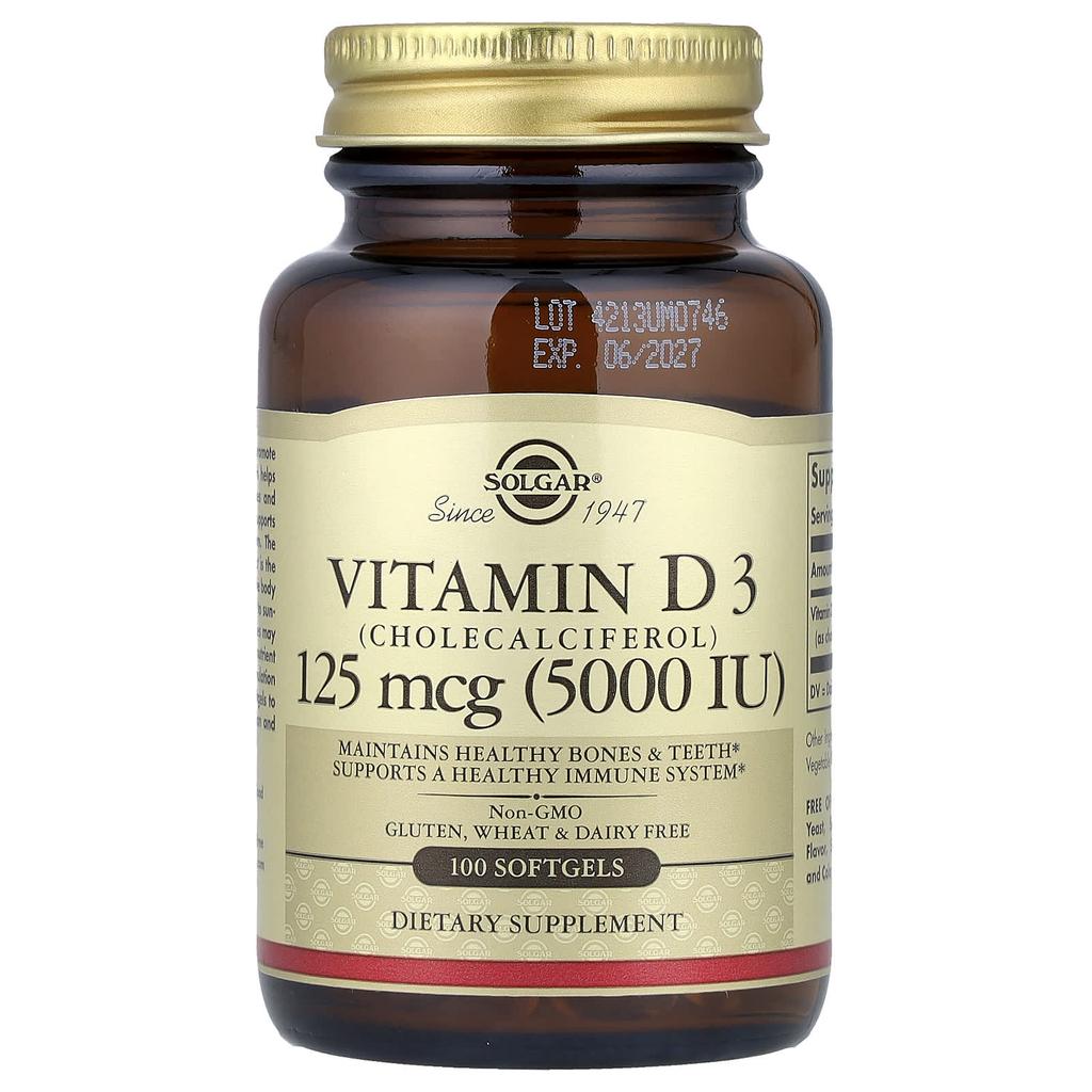 Vitamin D3 (Cholecalciferol), 125Mcg (5,000Iu), 100 Softgels