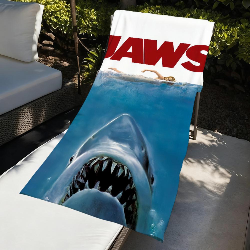 J-jaws-s Show Towel Large Quick-Drying Microfiber Soft Beach Towel for Travel Fitness Sauna Bathing Camping