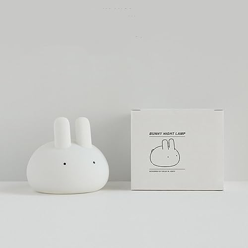moin moin Electric Rabbit Lamp, Silicone, White, Warm White, Warm White, Orange, LED Light, Adjustable Brightness, Sleep Timer, Bedside Night Lamp, To