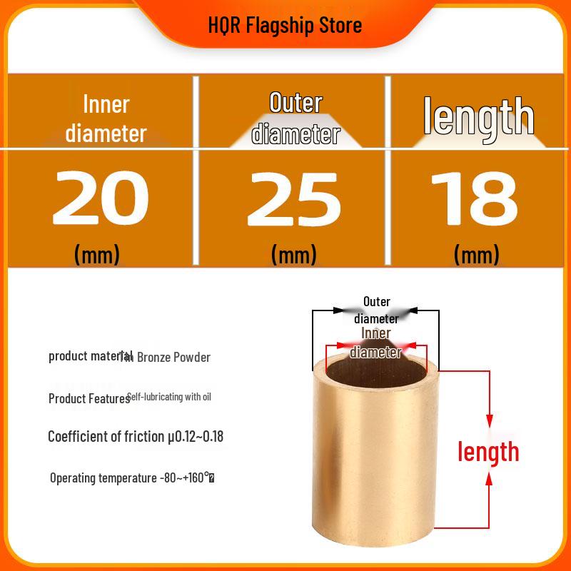 Self-Lubricating Oil-Impregnated Copper Bearing Bushing, Inner Guide 3-5, 6-8, 10-14, 15-32