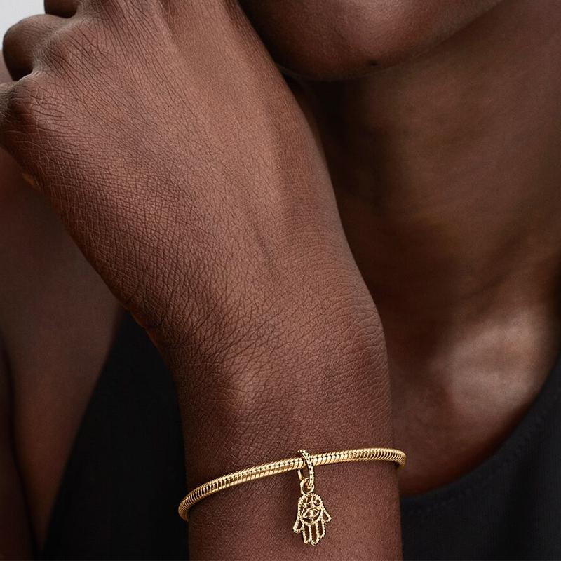 Sparkling Hamsa, All-Seeing Eye & Feather Three-Sided Charm Beads Fit Original Bracelets Accessories Diy Jewelry Gifts