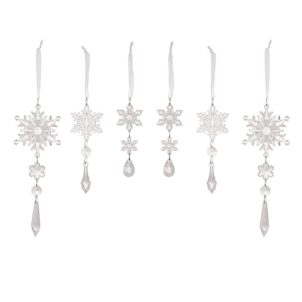 

6pcs Unique Acrylic Snowflake Adornments For Exquisite Winter Holiday Decor
