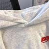 Heavyweight Men's Embroidered Letter Hooded Sweatshirt - Plush Velvet, Loose Fit, Casual Autumn/Winter Outerwear