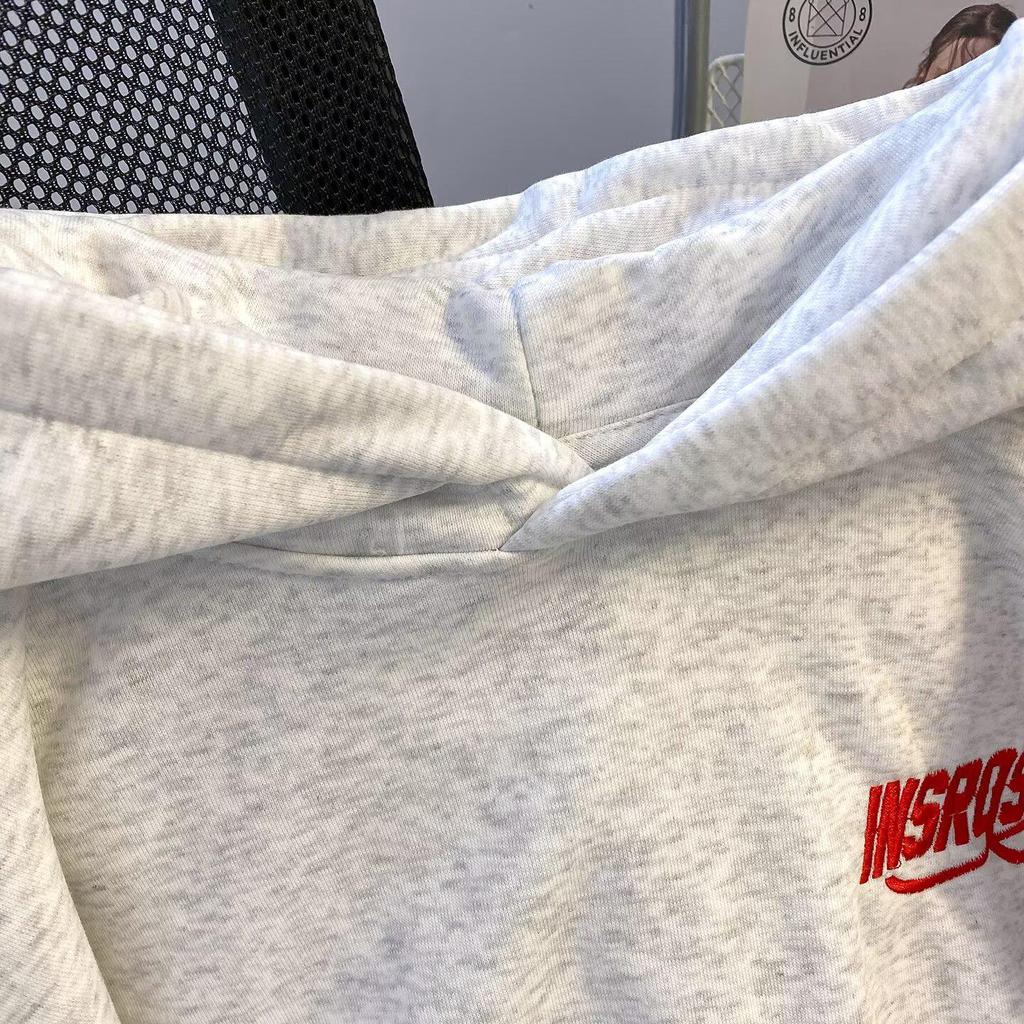 Heavyweight Men's Embroidered Letter Hooded Sweatshirt - Plush Velvet, Loose Fit, Casual Autumn/Winter Outerwear