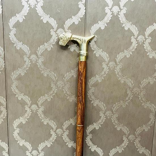 Handmade Wooden Walking Stick With Brass Tiger Head Handle 93.98 Cm Fathers Mothers Grandfather Grandmother Wedding Anniversary Gift