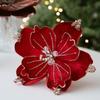 22cm Artificial Christmas Flower Realistic Beautiful Christmas Poinsettia Shiny Handmade Christmas Tree Wreath New Year Decor