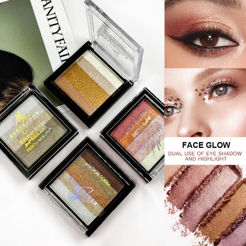 Misiou Beauty Five -colored Stripes Do Not Faint Eye Shadow Five -color Pearl Light High Glitter Colorful Eye Shadow Plate