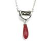 [Craftsman's Crafts Museum] Blood Red Coral Teardrop Pendant, Silver Fittings, Drop Pendant Top, 40cm Plated Chain Included, Undyed Coral