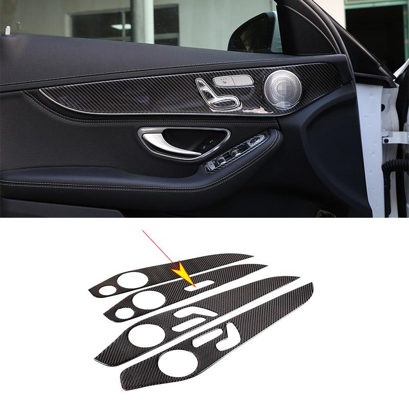 Soft Carbon Fiber For Mercedes Benz C Class W205 GLC Class 2014- Interior Door Decoration Panel Cover Trim Car Accessories