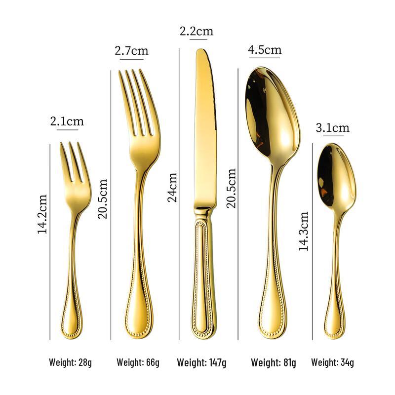 Abay Gold Mirror Finish 304 Stainless Steel 5-Piece Cutlery Set