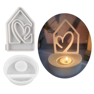 Hollow House Candle Holder Molds with Round Base Molds for Making Tealight Holder Table Decorations Candle Holder
