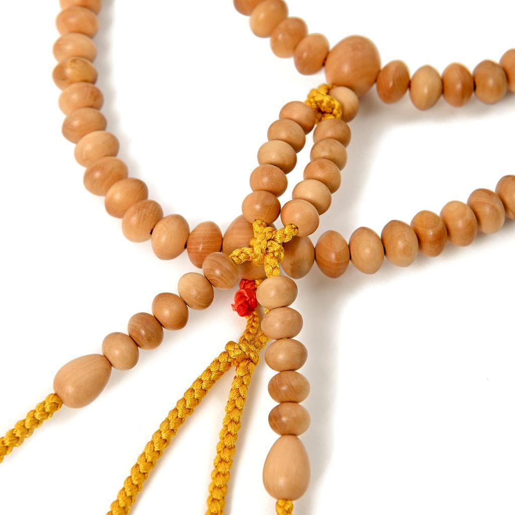 Shingon Buddhist Prayer Invitation Matte Shakusanpei x Golden Brown Bonten in a Paulownia Wood Box and Beads, Style, Polished, (130cm 30cm),