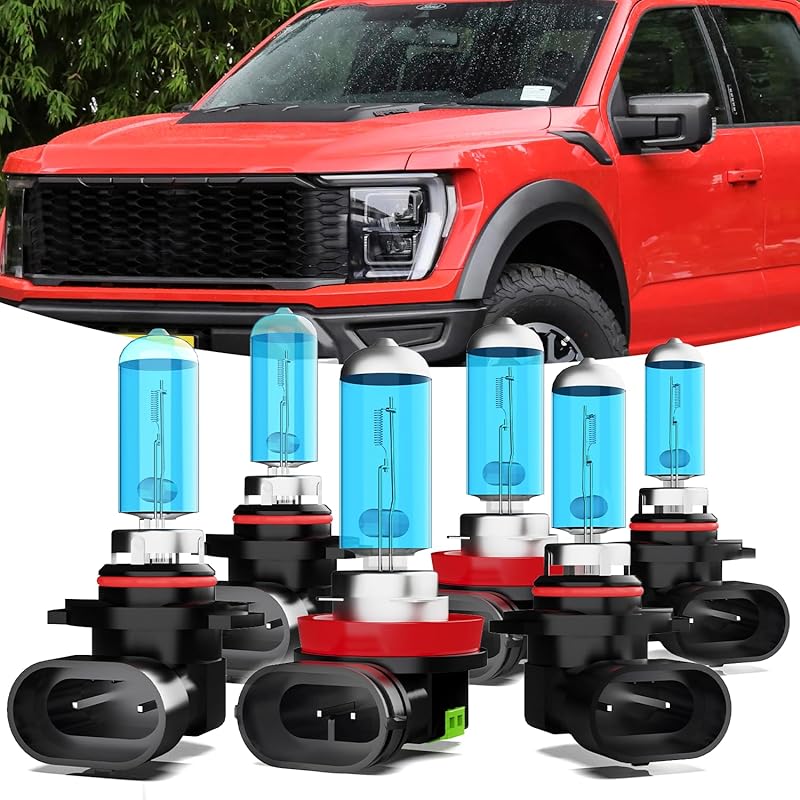 Headlights Fit for 2015-2020 Ford F150 Halogen Headlight Bulbs,9005/HB3/H10 High Beam & H11/H8/H9 Low Beam Headlight Bulbs,Plug And Play,Pack of 4