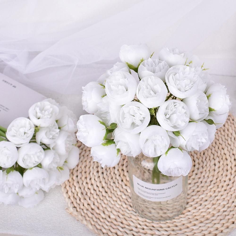 

Silk Artificial Peony Bouquet 27 Heads Fake Flower Bridal Bouquet Bride Flower Wedding Decoration