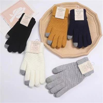 Winter Touch Screen Gloves Women Men Warm Thick Stretch Knit Full Finger Mittens