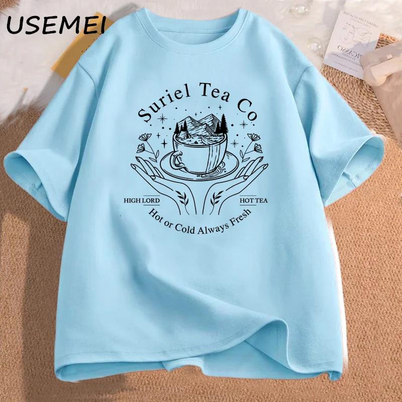 

Suriel Tea Co Tshirt Women Acotar Sarah J Maas T Shirt A Court of Thorns and Roses Tee Shirt Vintage Cotton Bookish Tee Clthing 4XL