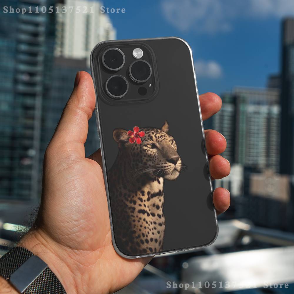 Cool Leopard Leopard Print Phone Case For iPhone 17,16,15,14,13,12,11 Pro,Max,Plus,XR,Mini,E Clear Full-coverage Soft Cover