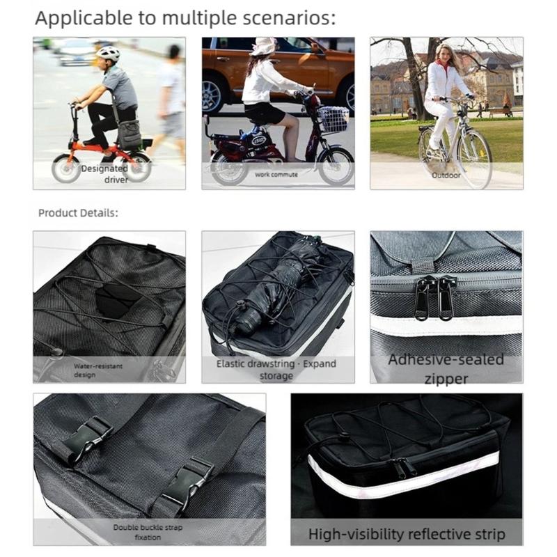 Waterproof Bike Rear Seat Bag Cycling Rear Seat Tail Storage Pouch Large Capacity Bicycles Trunk Bag Bike Panniers Bag