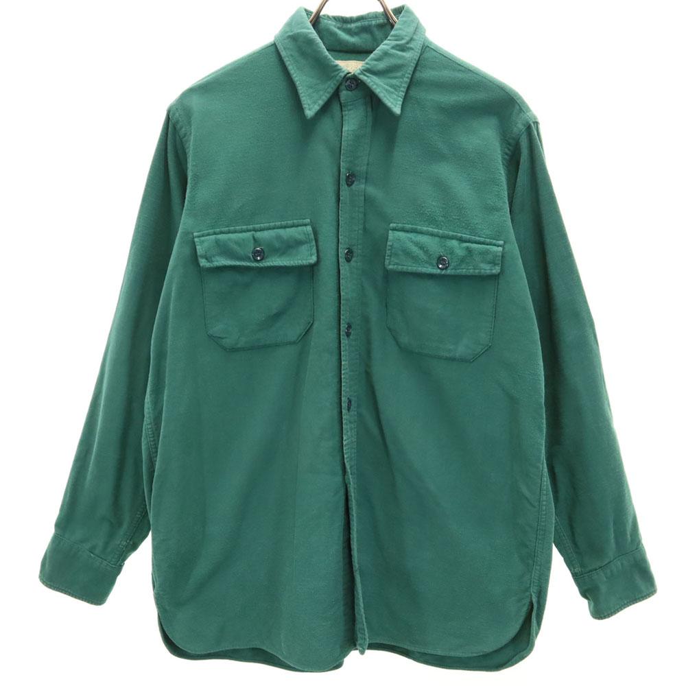 

L.L.Bean 70s Vintage Cursive Tag Chamois Long sleeve Work shirt 16 green Women Used