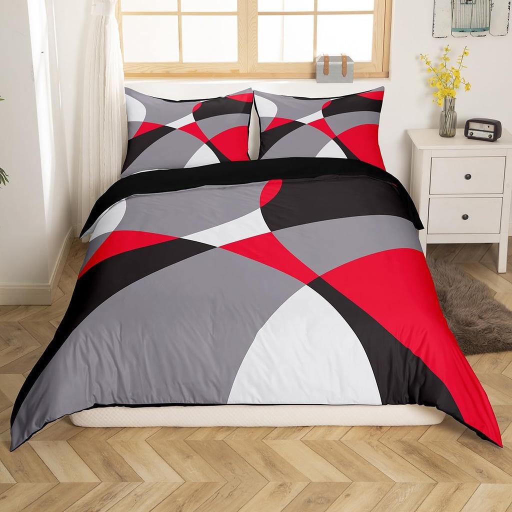 Modern Geometric Lines Three-Piece Quilt Cover Digital Printing Bedding Set Bed Cover