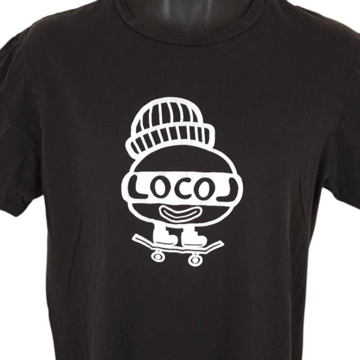 

LocoL 100% Cotton T-shirt Mens Tees Top Mens Size Medium Black Healthy Fast Food California Skater S